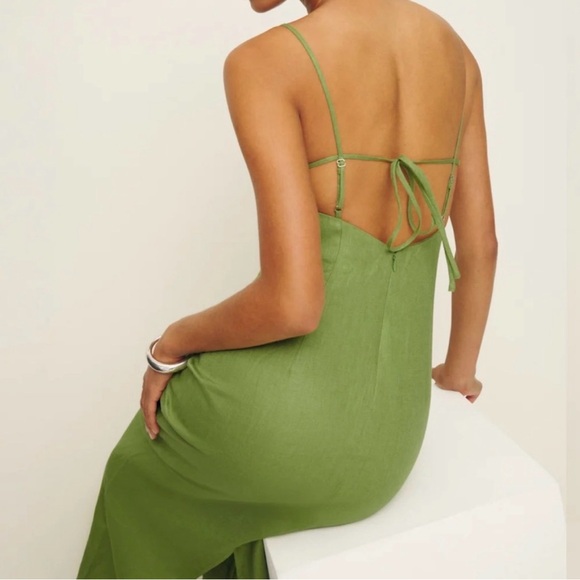 NEW NWT Reformation Malibu Linen Avocado Maxi Dress 12 - Picture 3 of 10